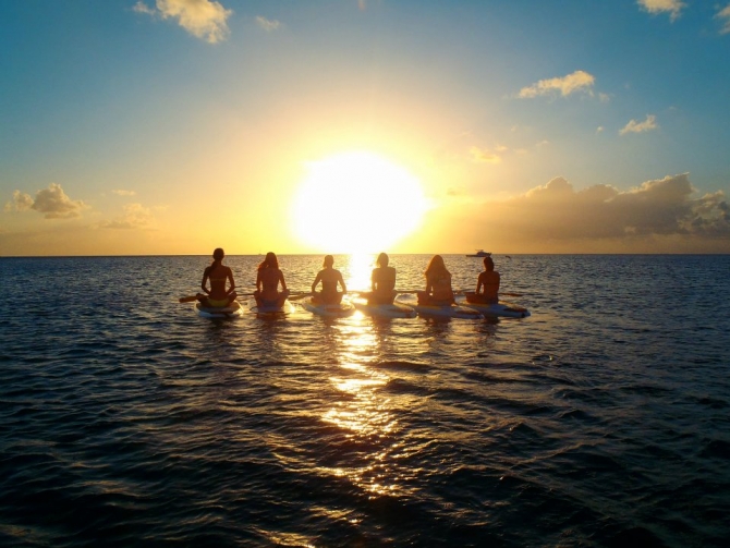 Watching the sunset on the West coast of Barbados with What' SUP