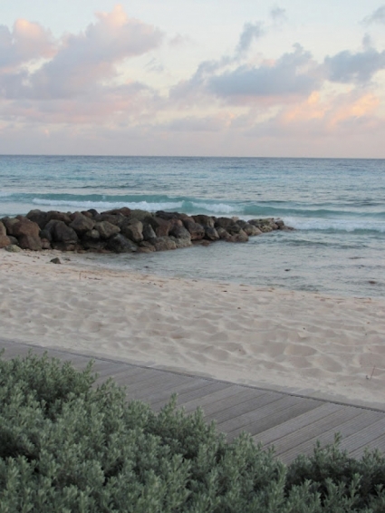 View from the boardwalk at dusk, Barbados