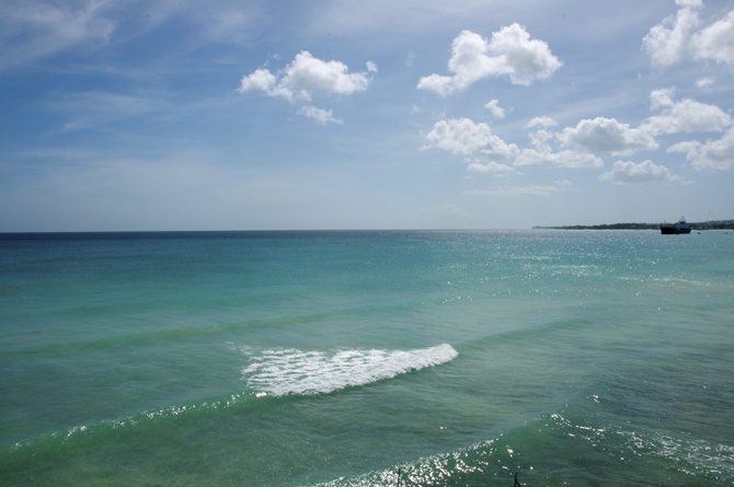 Surfing at Freights Bay in Barbados.