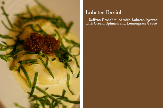 Lobster Ravioli at The Grille Restaurant The Hilton Hotel Barbados