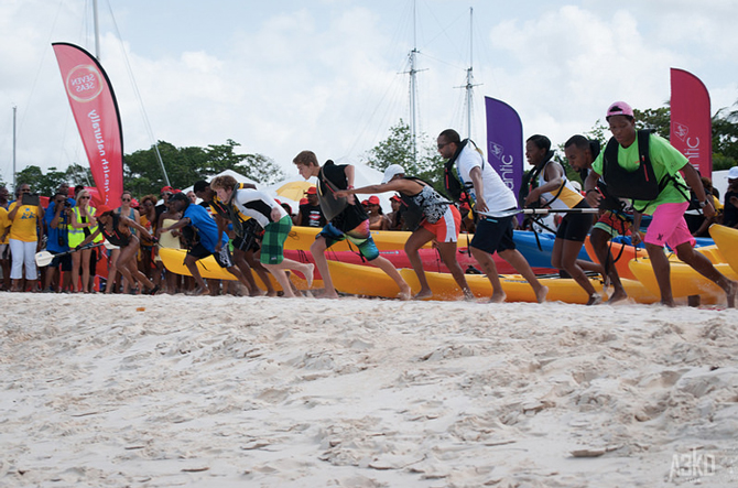 Beginning of Row for Charity Race Barbados