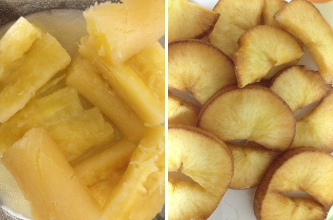 Boiled Cassava and Fried Cassava Chips