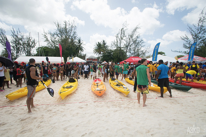 Getting ready for the races at Row for Charity- Variety Club Barbados