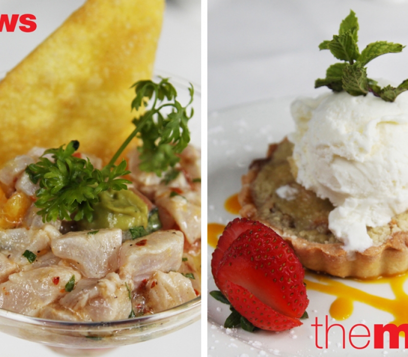 Ceviche & Apple Crumble  at The Mews Restaurant Barbados